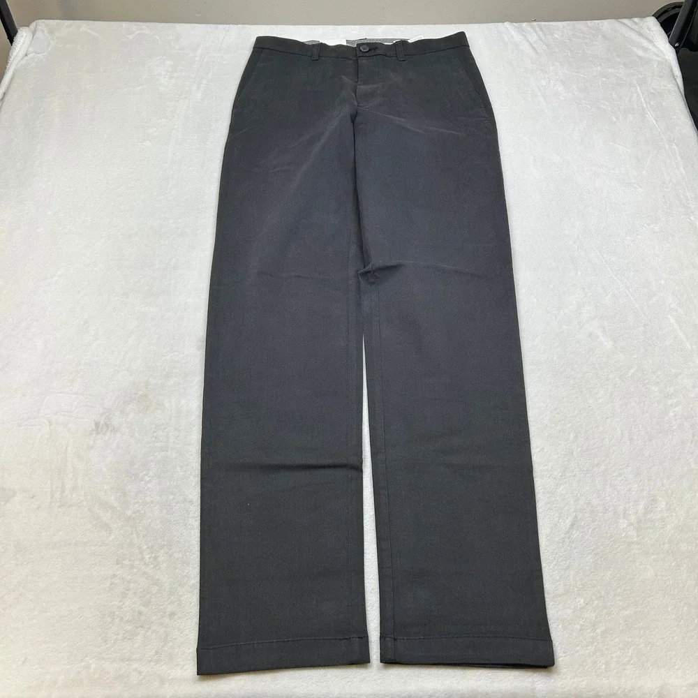 Haggar Premium Soft Chino Twill Pants Mens 32x34 Gray Straight‎ Fit NEW
